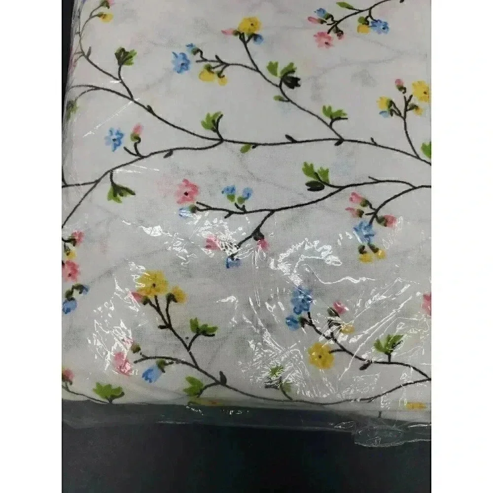 Vintage JcPenney New In Package No Iron Muslin Fitted Sheet Full Size Floral NOS